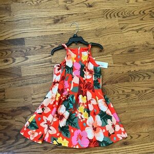 GB Girls Vibrant Floral Dress - Red and Pink